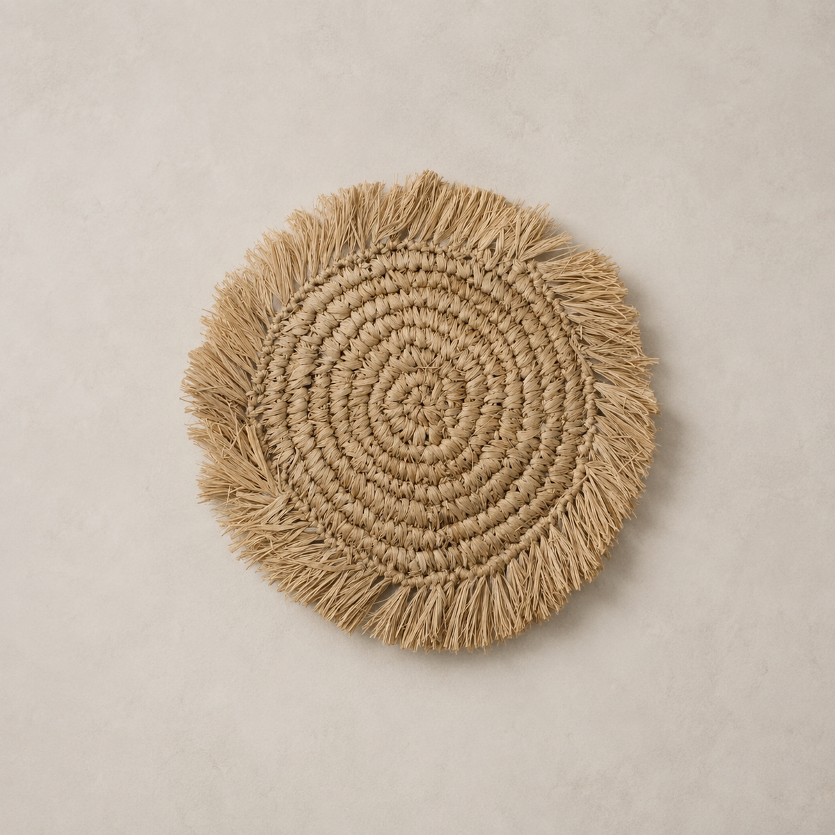 Décoration murale ronde Kribo tressée en fibres naturelles diamètre 29 cm