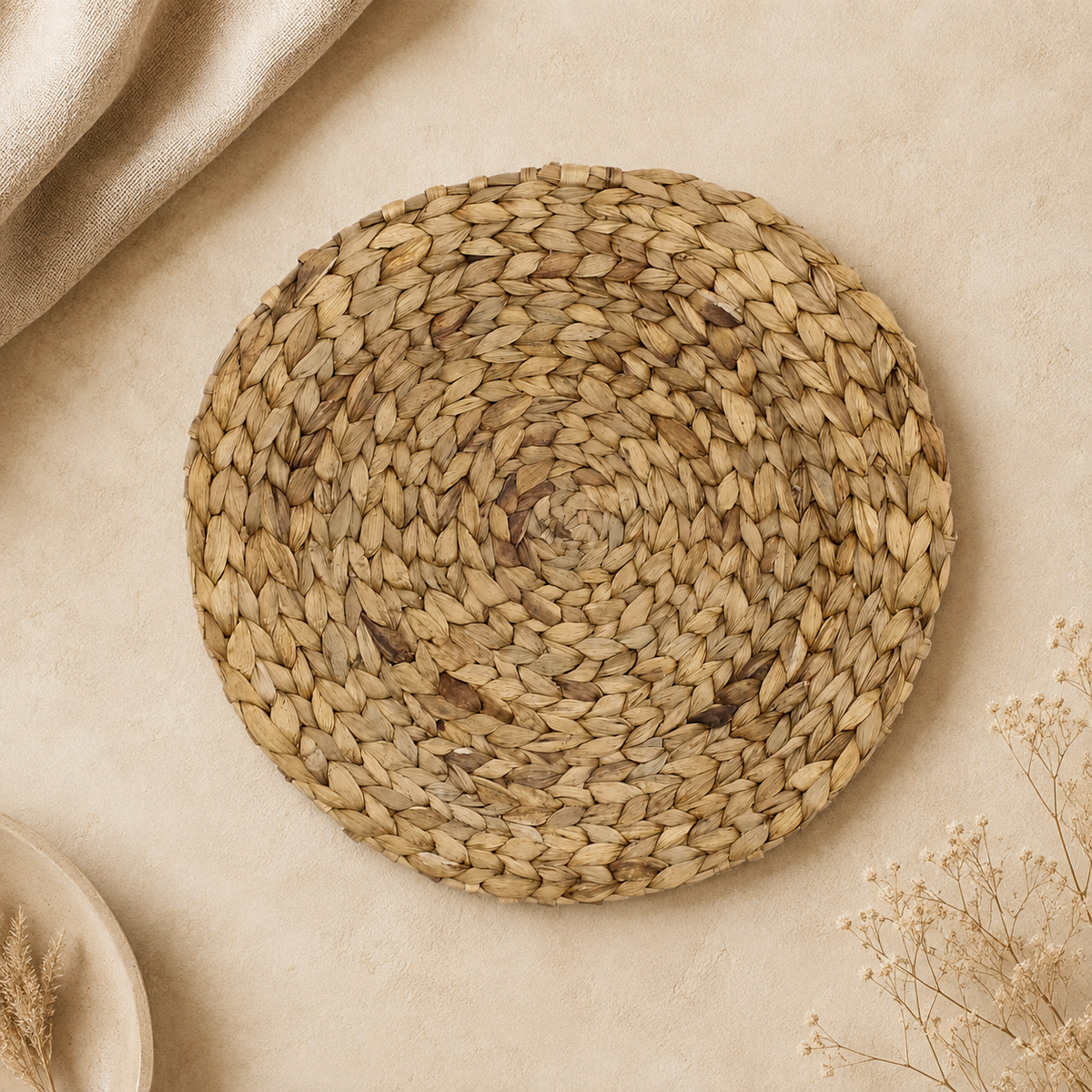 Décoration murale ronde Bintang en fibres naturelles tressées diamètre 36 cm