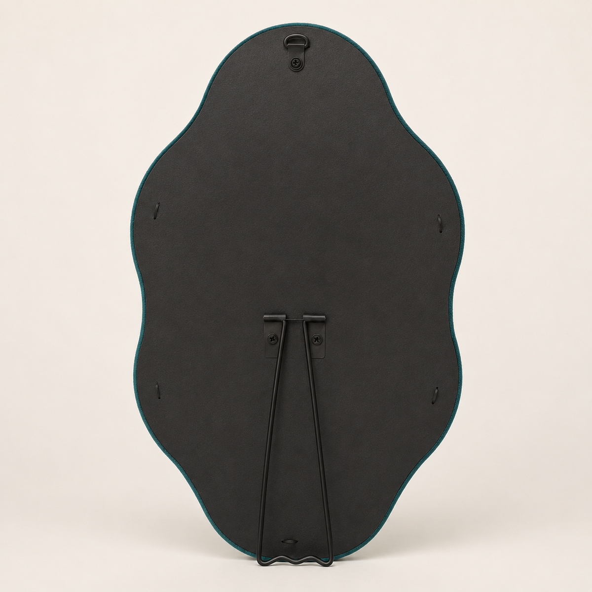 Dos du miroir Alma Émeraude avec pied de support et système de fixation murale